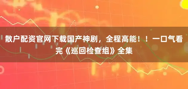 散户配资官网下载国产神剧，全程高能！！一口气看完《巡回检查组》全集